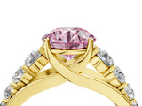 Yellow gold Fancy Pink Round Cut Brilliant Diamond Pavé Band with Six-Prong Setting_4