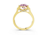 Yellow gold Fancy Pink Round Cut Brilliant Solitaire Diamond Ring with Channel Set Band and Bar Prong Setting_3