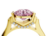 Yellow gold Fancy Pink Round Cut Brilliant Solitaire Diamond Ring with Channel Set Band and Bar Prong Setting_4