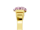 Yellow gold Fancy Pink Round Cut Brilliant Solitaire Diamond Ring with Channel Set Band and Bar Prong Setting_5