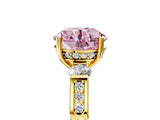 Yellow gold Fancy Pink Round Cut Brilliant Three-Stone Pave Band with Four-Prong Setting_5