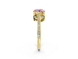 Yellow gold Fancy Pink Round  Cut Cathedral Pave Diamond Engagement Ring with Six-Prong Setting_34