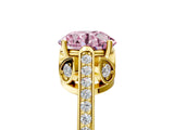 Yellow gold Fancy Pink Round  Cut Cathedral Pave Diamond Engagement Ring with Six-Prong Setting_37