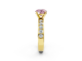 Yellow gold Fancy Pink Round  Cut Channel Set Diamond Engagement Ring with Four-Prong Setting_2