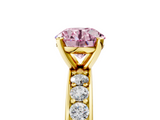Yellow gold Fancy Pink Round  Cut Channel Set Diamond Engagement Ring with Four-Prong Setting_5