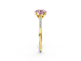 Yellow gold Fancy Pink Round  Cut Channel Set Solitaire Engagement Ring with Four-Prong Setting_2