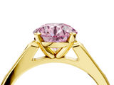 Yellow gold Fancy Pink Round  Cut Channel Set Solitaire Engagement Ring with Four-Prong Setting_4