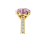 Yellow gold Fancy Pink Round  Cut Channel Set Solitaire Engagement Ring with Four-Prong Setting_5