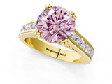 Yellow gold Fancy Pink Round  Cut Channel Set Solitaire Engagement Ring with Prong Setting_1