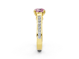 Yellow gold Fancy Pink Round  Cut Channel Set Solitaire Engagement Ring with Prong Setting_2