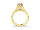 Yellow gold Fancy Pink Round  Cut Channel Set Solitaire Engagement Ring with Prong Setting_3