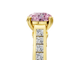 Yellow gold Fancy Pink Round  Cut Channel Set Solitaire Engagement Ring with Prong Setting_5