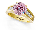 Yellow gold Fancy Pink Round Cut Cut Channel Set Solitaire Ring with Four-Prong Setting_1