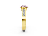 Yellow gold Fancy Pink Round Cut Cut Channel Set Solitaire Ring with Four-Prong Setting_2
