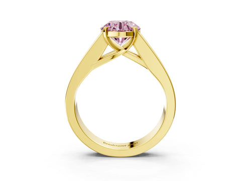 Yellow gold Fancy Pink Round Cut Cut Channel Set Solitaire Ring with Four-Prong Setting_3