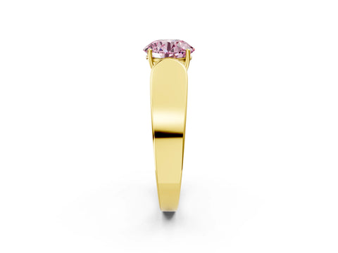 Yellow gold Fancy Pink Round Cut Cut Diamond Channel Set Solitaire Ring with Four-Prong Setting_2