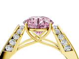 Yellow gold Fancy Pink Round Cut Cut Diamond Channel Set Solitaire Ring with Four-Prong Setting_4