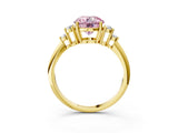 Yellow gold Fancy Pink Round Cut Cut Diamond Cluster Ring with Solitaire Band and Four-Prong Setting_15