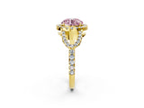 Yellow gold Fancy Pink Round Cut Cut Diamond Halo Engagement Ring with Open Split Pavé Band_2