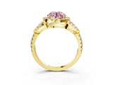 Yellow gold Fancy Pink Round Cut Cut Diamond Halo Engagement Ring with Open Split Pavé Band_3