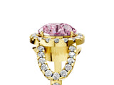 Yellow gold Fancy Pink Round Cut Cut Diamond Halo Engagement Ring with Open Split Pavé Band_5