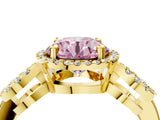 Yellow gold Fancy Pink Round Cut Cut Halo Diamond Infinity Band with Four-Prong Setting_4