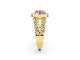 Yellow gold Fancy Pink Round Cut Cut Halo Split Shank Prong Set Ring_2