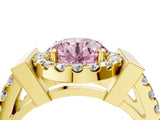 Yellow gold Fancy Pink Round Cut Cut Halo Split Shank Prong Set Ring_4