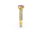 Yellow gold Fancy Pink Round Cut Cut Pave Split Shank Engagement Ring with Four-Prong Setting_2