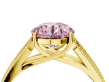 Yellow gold Fancy Pink Round Cut Cut Pave Split Shank Engagement Ring with Four-Prong Setting_4