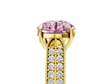 Yellow gold Fancy Pink Round Cut Cut Pave Split Shank Engagement Ring with Four-Prong Setting_5