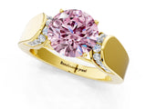 Yellow gold Fancy Pink Round Cut Diamond Channel Set Solitaire Ring with Four-Prong Setting_13