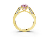 Yellow gold Fancy Pink Round Cut Diamond Channel Set Solitaire Ring with Four-Prong Setting_15