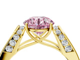 Yellow gold Fancy Pink Round Cut Diamond Channel Set Solitaire Ring with Four-Prong Setting_16