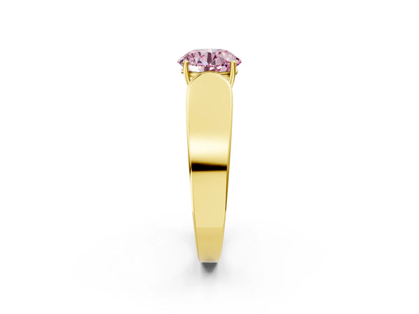 Yellow Gold Round Channel Set Engagement Ring Setting for Fancy Pink Center with Wide Band