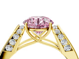 Yellow gold Fancy Pink Round Cut Diamond Channel Set Solitaire Ring with Four-Prong Setting_28