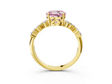 Yellow gold Fancy Pink Round Cut Diamond Cluster Pavé Band with Four-Prong Setting_15
