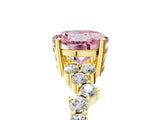 Yellow gold Fancy Pink Round Cut Diamond Cluster Pavé Band with Four-Prong Setting_17