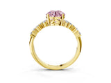 Yellow gold Fancy Pink Round Cut Diamond Cluster Pavé Band with Four-Prong Setting_6