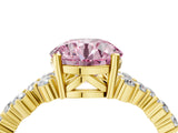 Yellow gold Fancy Pink Round Cut Diamond Cluster Pavé Band with Four-Prong Setting_7