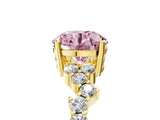Yellow gold Fancy Pink Round Cut Diamond Cluster Pavé Band with Four-Prong Setting_8