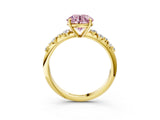 Yellow gold Fancy Pink Round Cut Diamond Cluster Side Stone Solitaire Ring with Prong Setting_32