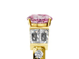 Yellow gold Fancy Pink Round Cut Diamond Engagement Ring with Baguette Side Stones and Channel Set Band_22