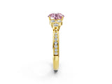 Yellow gold Fancy Pink Round  Cut Diamond Engagement Ring with Bezel Set Round Side Stones and Prong Setting_49