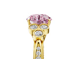Yellow gold Fancy Pink Round  Cut Diamond Engagement Ring with Bezel Set Round Side Stones and Prong Setting_52