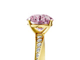 Yellow gold Fancy Pink Round Cut Diamond Engagement Ring with Side Stone Accents and Four-Prong Setting_17