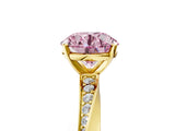 Yellow gold Fancy Pink Round Cut Diamond Engagement Ring with Side Stone Accents and Four-Prong Setting_65