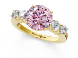Yellow gold Fancy Pink Round  Cut Diamond Five-Stone Prong Set White Gold Ring_29