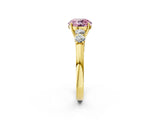 Yellow gold Fancy Pink Round  Cut Diamond Five-Stone Prong Set White Gold Ring_30