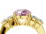 Yellow gold Fancy Pink Round  Cut Diamond Five-Stone Prong Set White Gold Ring_32